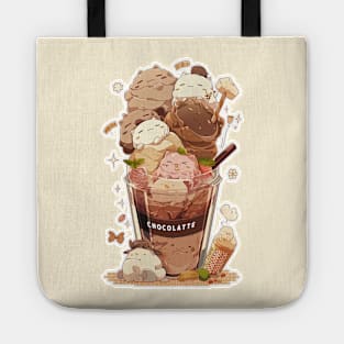 Foodiies Collection - Afternoon Chocolate Frappucchino Hazelnut Latte And Caramel Latte Get Together | Kawaii Aesthetic Anime Food Design | PROUD OTAKU Tote