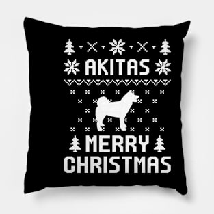 Akitas Ugly Christmas Sweater Vintage Pillow