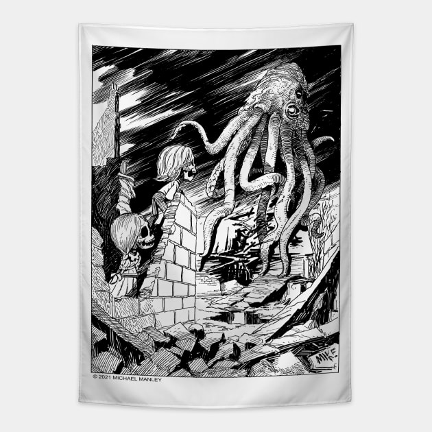 Death Squid Tapestry by drawmanley