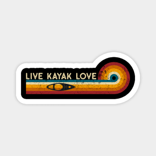 Retro Stripes Live Kayak Love Funny Boat Magnet