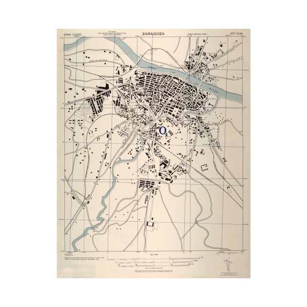 Vintage Map of Zaragoza Spain (1943) by Bravuramedia