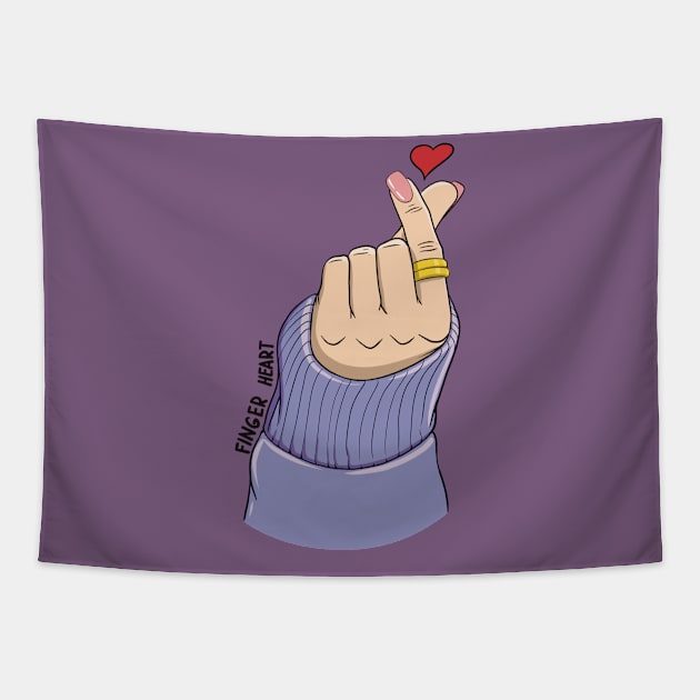 Finger heart Tapestry by TeslaComics