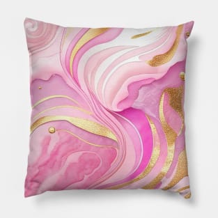 Pink and Gold Marble Pillow