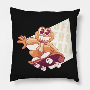 Frog on skateboard Pillow