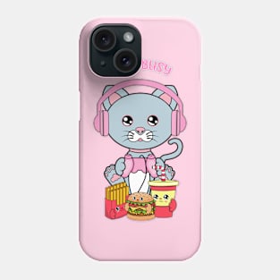 I am busy, cute cat playing videogames Phone Case