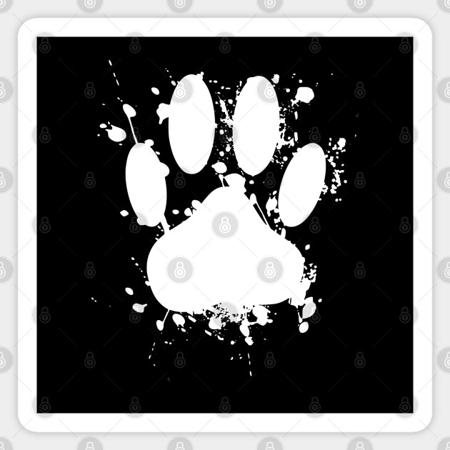 White Paint Splatter Dog Paw Print Paint Splatter Sticker