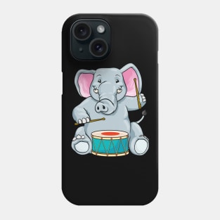 Elephant as musician with drum Phone Case