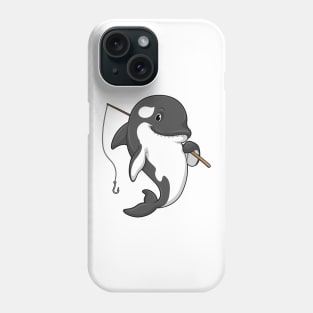 Orca as Fisher with Fishing rod Phone Case