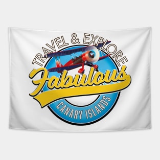 Travel & Explore Fabulous Canary Islands logo Tapestry