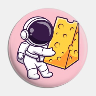 Cute Astronaut Holding Cheese Moon Cartoon Pin