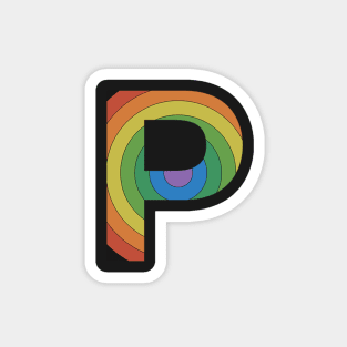 Retro Rainbow 'P' Sticker Magnet