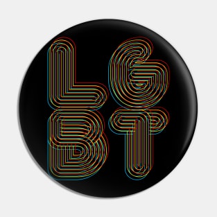 LGBT 70s Retro Style 3D Rainbow Outline Design Pin