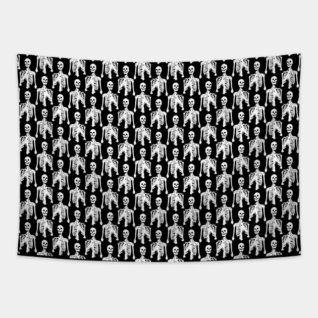 Spooky Skeleton Black Pattern Tapestry by saradaboru