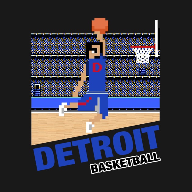 Detroit Basketball 8 bit pixel art cartridge design by MulletHappens