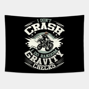 I Don't Crash, I Do Random Gravity Checks - Motorcycle Humor Tapestry