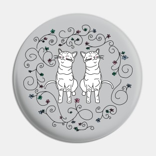 Floral Cats Doodle Pin