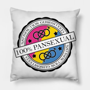 100% Satisfaction Guaranteed Pansexual Pride Flag Colored Stamp of Approval Pillow