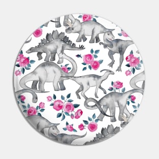 Dinosaurs and Roses – white Pin