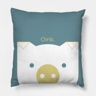 Peek-a-Boo Pig in Blue-Green and Gold Pillow