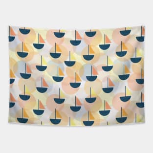 Geometric Art Deco Sailboats Tapestry