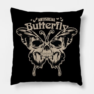 Antisocial Butterfly with skull wings Graphic Pillow