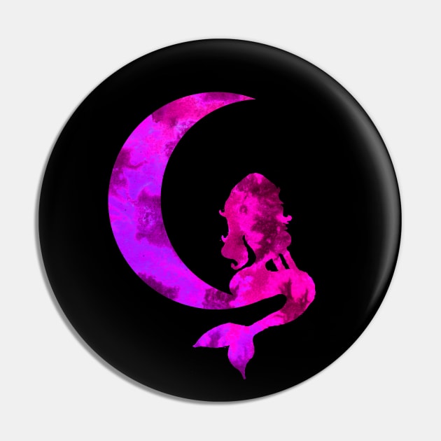 Purple Crescent Moon and Mermaid Pin by ZeichenbloQ