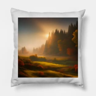 Autumn Landscape in the Golden Hour Pillow