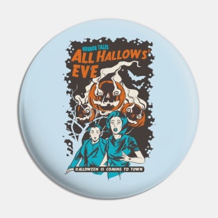 Scary Pumpkin Halloween Horror Movie Vintage Poster Pin