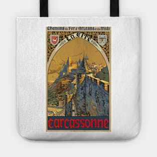 Carcassone, France  - Vintage French Railway Travel Poster Tote