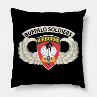 Airborne Badge - 555th Parachute Infantry Bn - SSI w  Buffalo Soldiers Tab X 300 Pillow