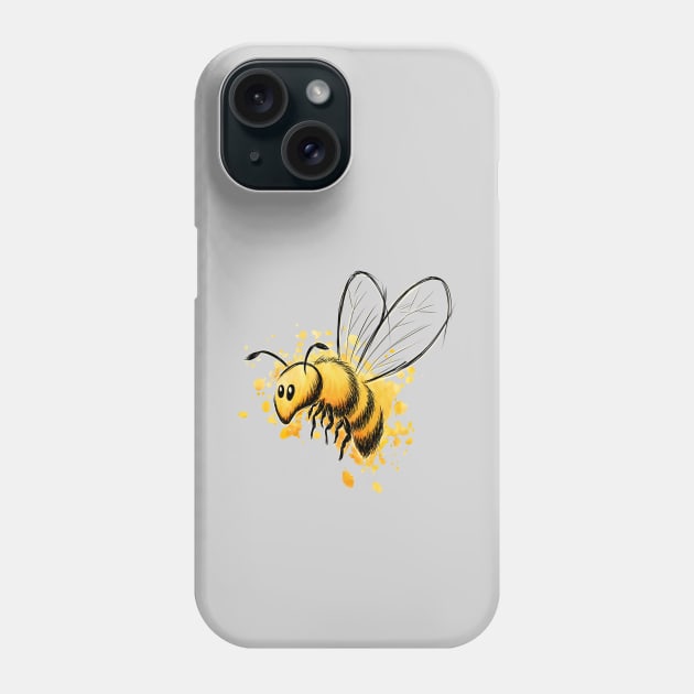 Casual Watercolor Wildlife Illustration | Cute Little Honey Bee Phone Case by SkizzenMonster