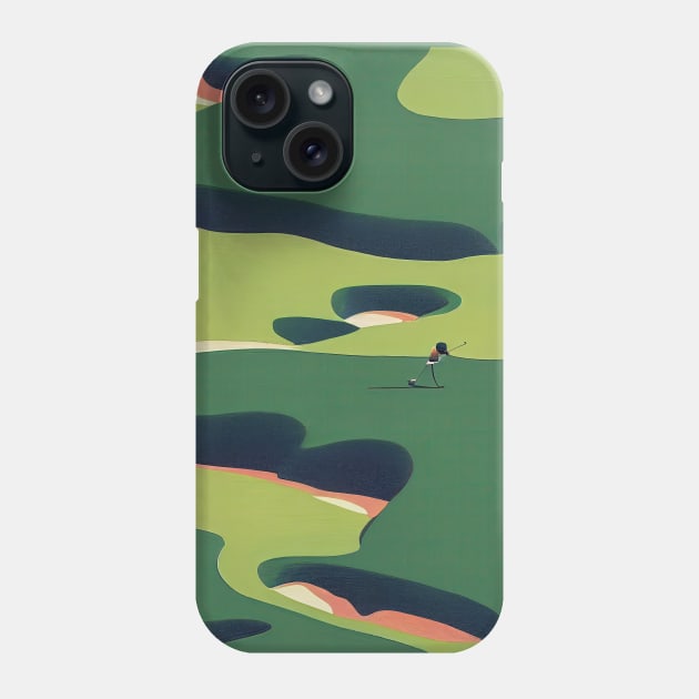 Retro Golf Course with Wes Anderson Colors Phone Case by Motif Mavens