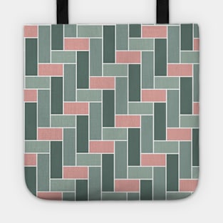 Geometric Sage and Olive Green and Pink Tote