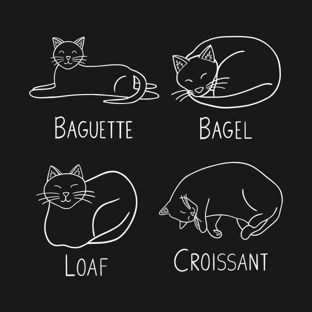 4 Bread Cats (white) by carolinewillustration