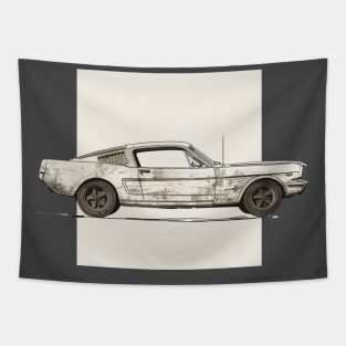 Vintage Mustang Car Tapestry