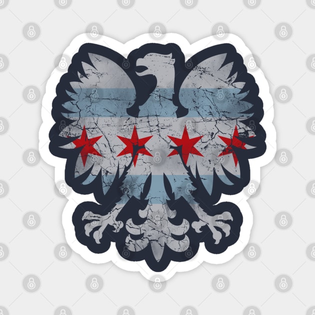 Vintage Chicago Flag Polish Eagle Heritage Magnet by E