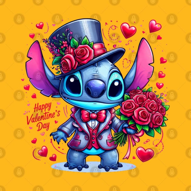 Valentines Day Stitch, Stitch Love by BukovskyART