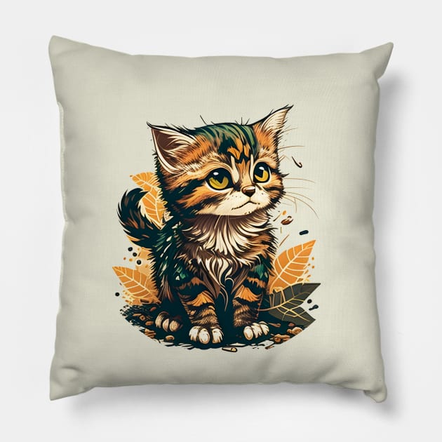 cat colorful, cat, colorful cat, colorful, cats, cute, cute colorful cat, kitty Pillow by cedricchungerxc