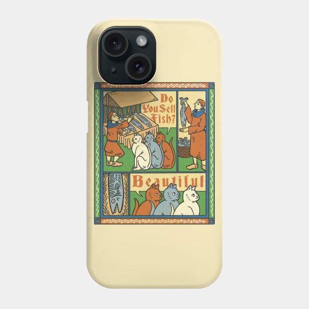 Medieval engraving art cats Phone Case by Hmus