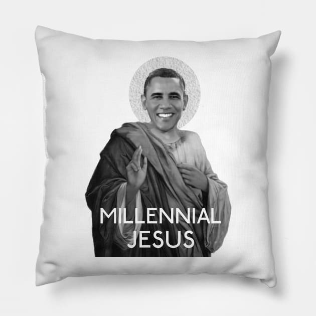 Barack Obama- Millennial Jesus Pillow by edgarcat