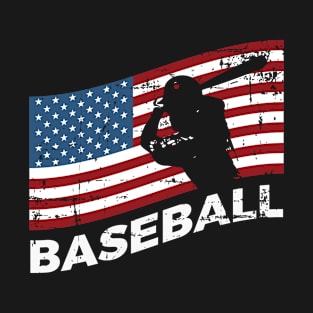 USA Flag Baseball Player Softball Gift T-Shirt