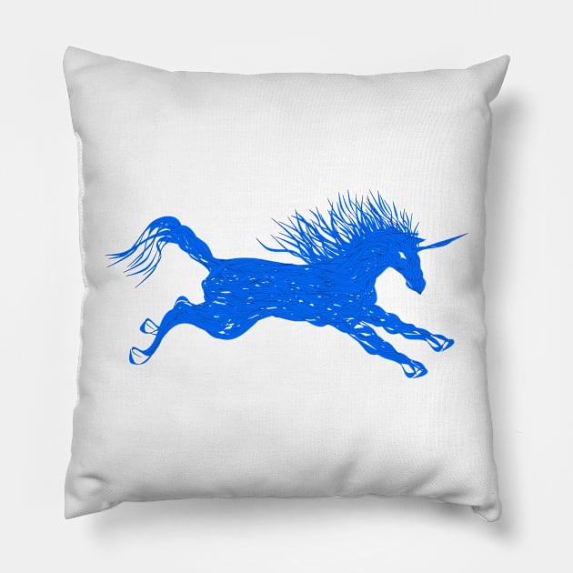 Blue unicorn 02 Pillow by Condor