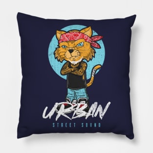 Urban Street Sound Cat Design Pillow