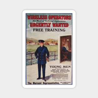 British Naval Wireless Operators Wanted Poster - Vintage Advert Magnet