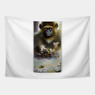 Illegal Monkey Playing Cards Tapestry