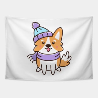 Winter corgi dog Tapestry