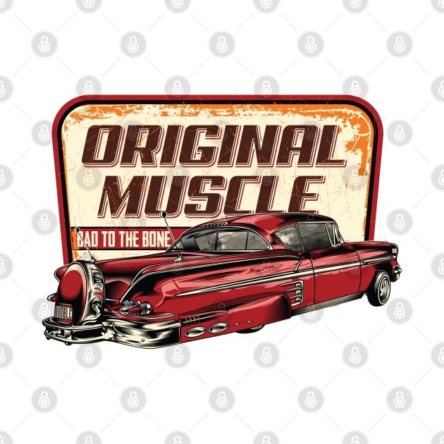 Original muscle - vintage car quote by Teefold