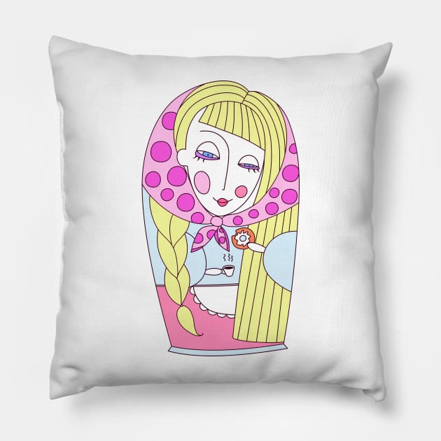 Matryoshka doll blonde Pillow by Go go