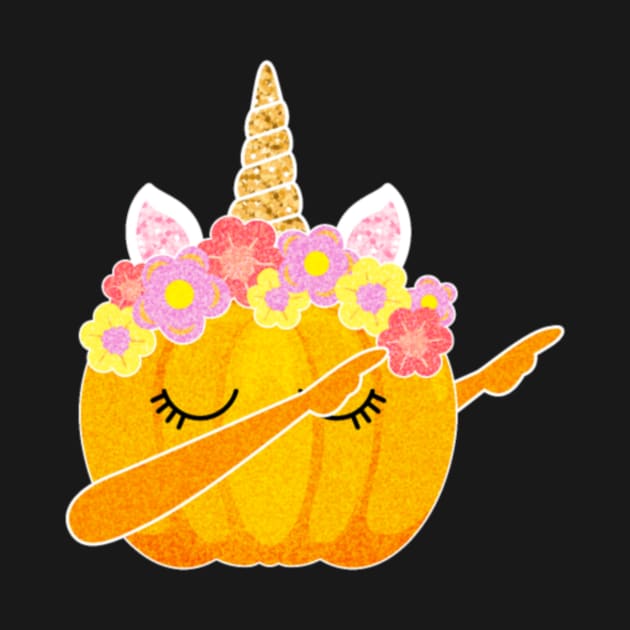 Cute Dabbing Pumpkin Unicorn Halloween by Nulian Sanchez