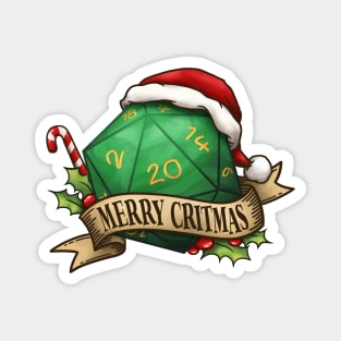 D20 Merry Critmas Dice Green Magnet